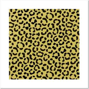 Trendy Black on Gold Leopard Print Pattern Posters and Art